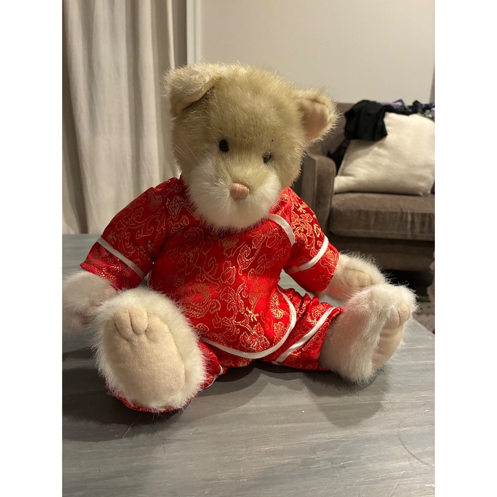 Boyds Collection Plush Cat Red Gold Dragon Chinese New Year Outfit 13 inch